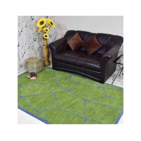 GLITZY RUGS 8 x 10 ft. Contemporary Green Blue Hand Tufted Wool Area Rug UBSK00692T1303A15
